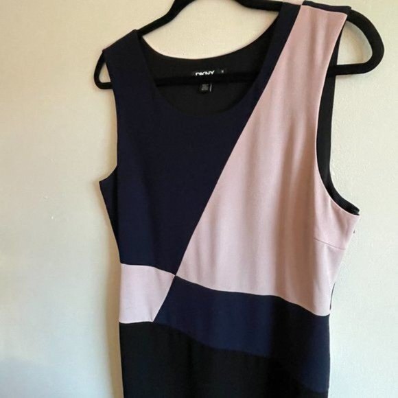 DKNY Color Blocked Sleeveless Shift Dress Size 14 - Picture 2 of 7